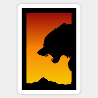 Sunset Snarling Wolf - Wolf Lover - Growling Wolf Aggressive Wolves Sticker